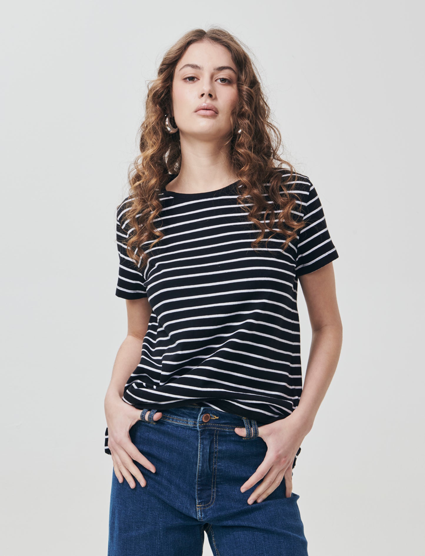 T-Shirt in Cotone Manica Corta Rigata - var 2