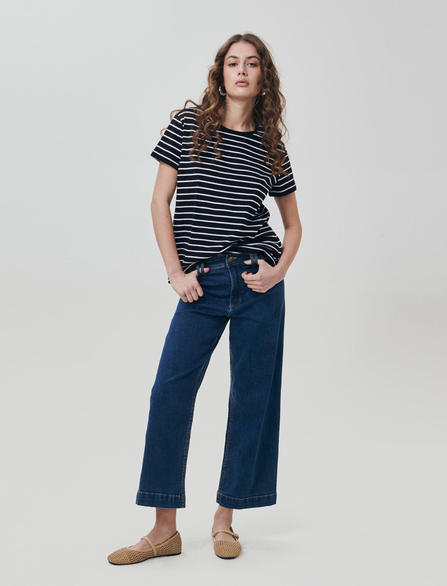 T-Shirt in Cotone Manica Corta Rigata - var 2