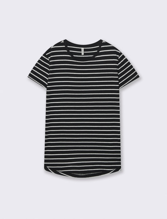 T-Shirt in Cotone Manica Corta Rigata - var 2