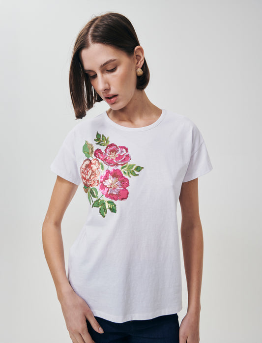 T-Shirt Manica Corta con Stampa e Paillettes - var 1