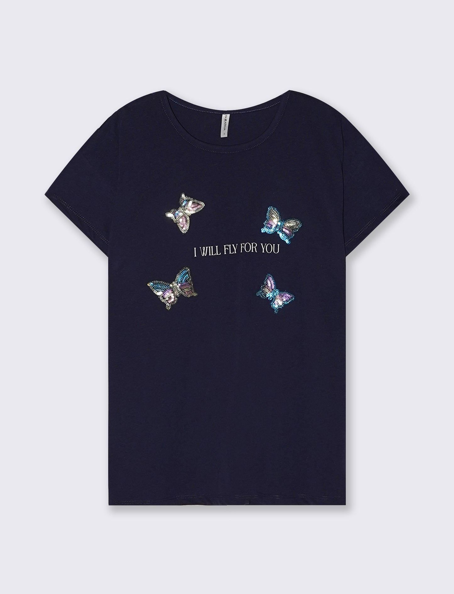 T-Shirt Manica Corta con Stampa e Paillettes - var 2