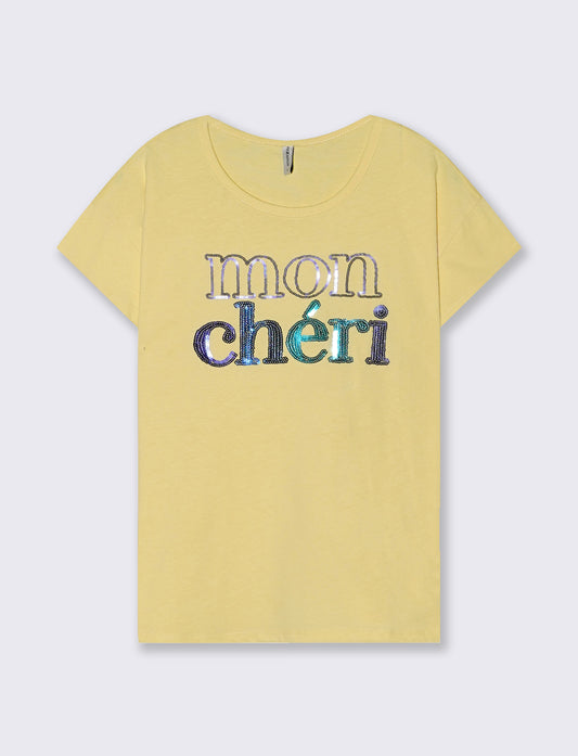 T-Shirt Manica Corta con Stampa e Paillettes - var 3