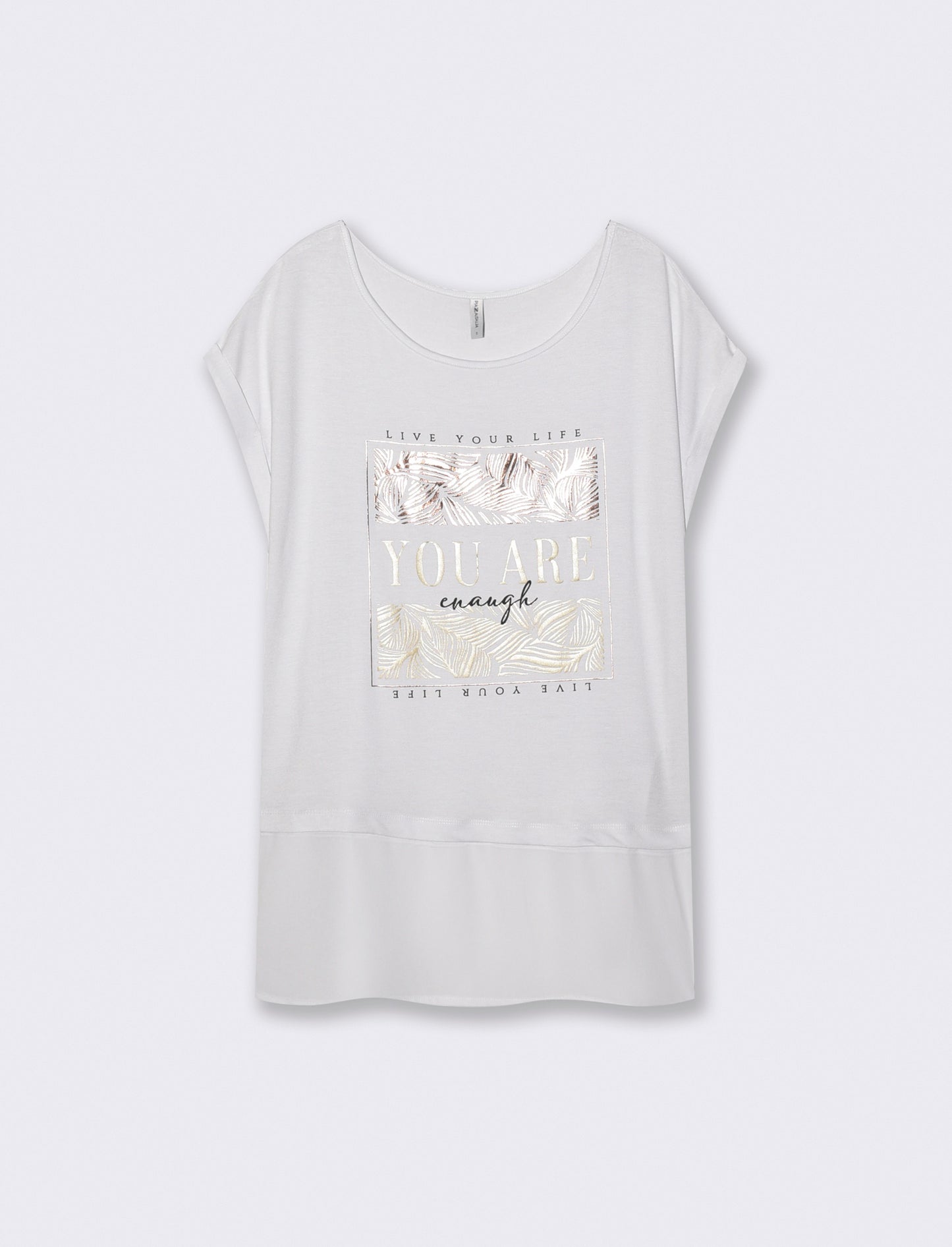 Maglia Kimono a Maniche Corte con Stampa - Bianco
