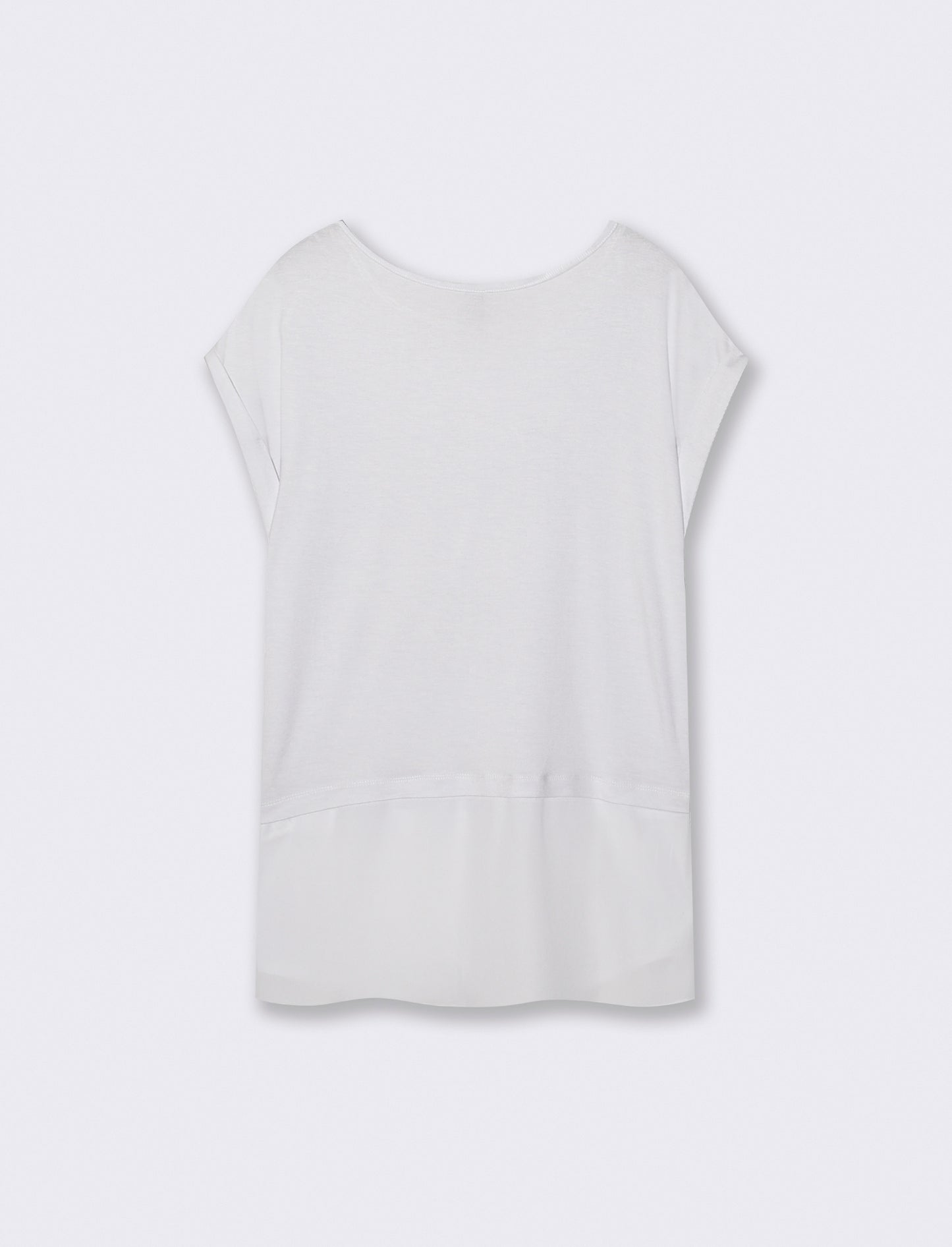 Maglia Kimono a Maniche Corte con Stampa - Bianco