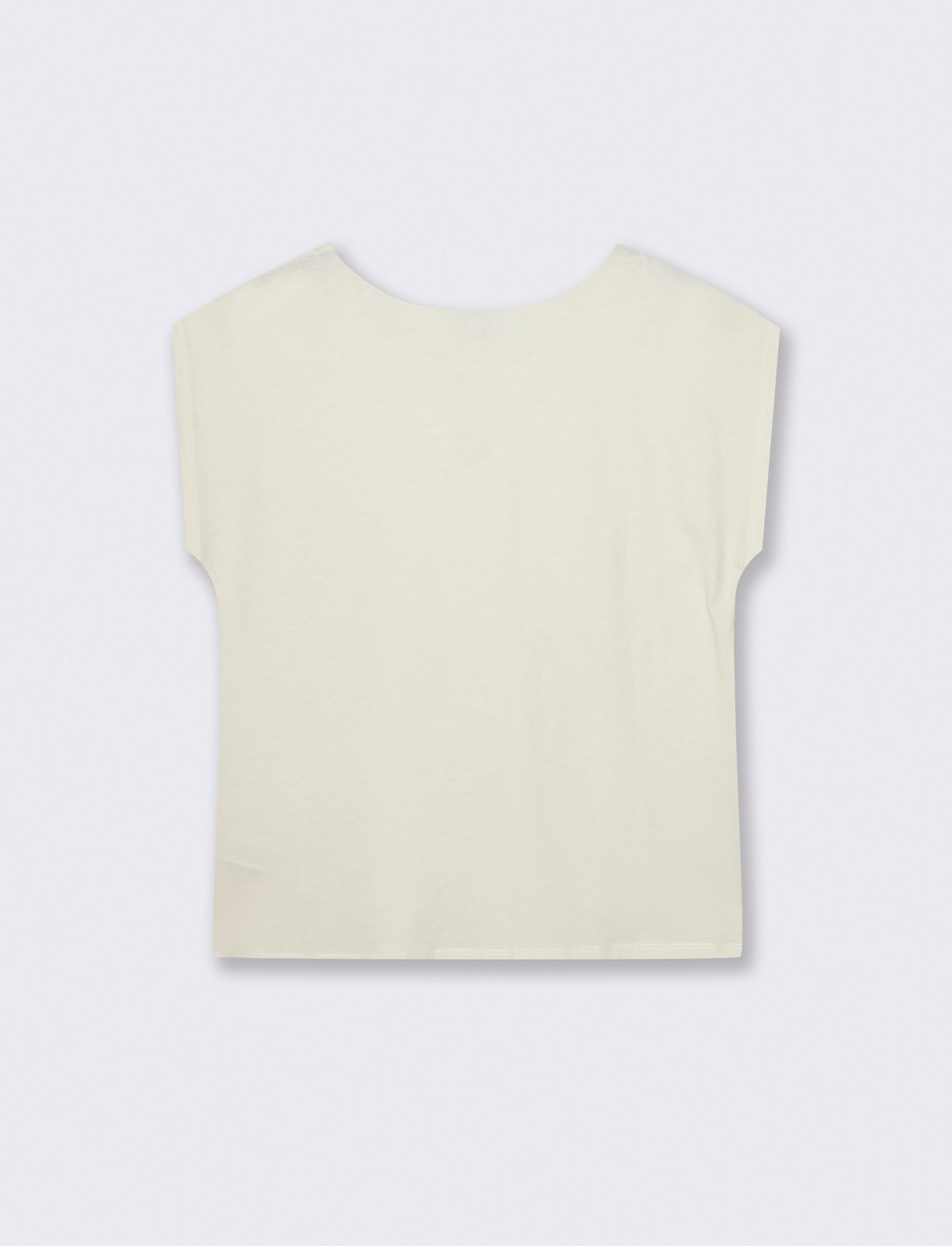 T-Shirt Manica Corta con Apertura al Collo - Avorio