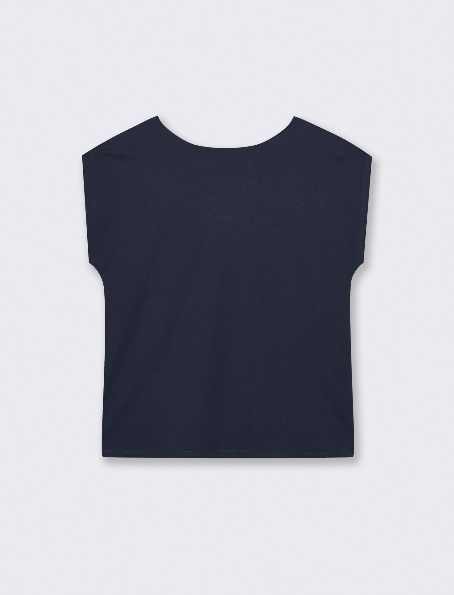 T-Shirt Manica Corta con Apertura al Collo - Blu