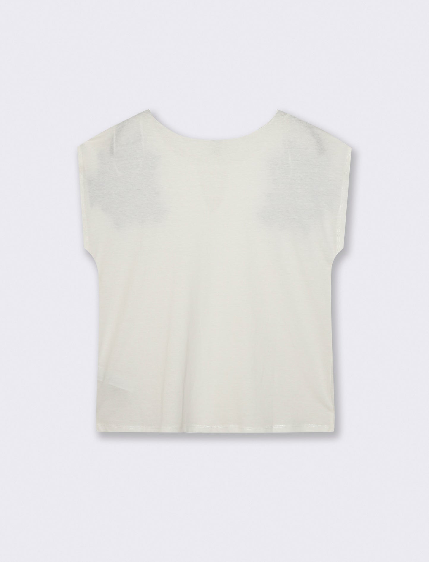 T-Shirt Manica Corta con Apertura al Collo - Bianco latte