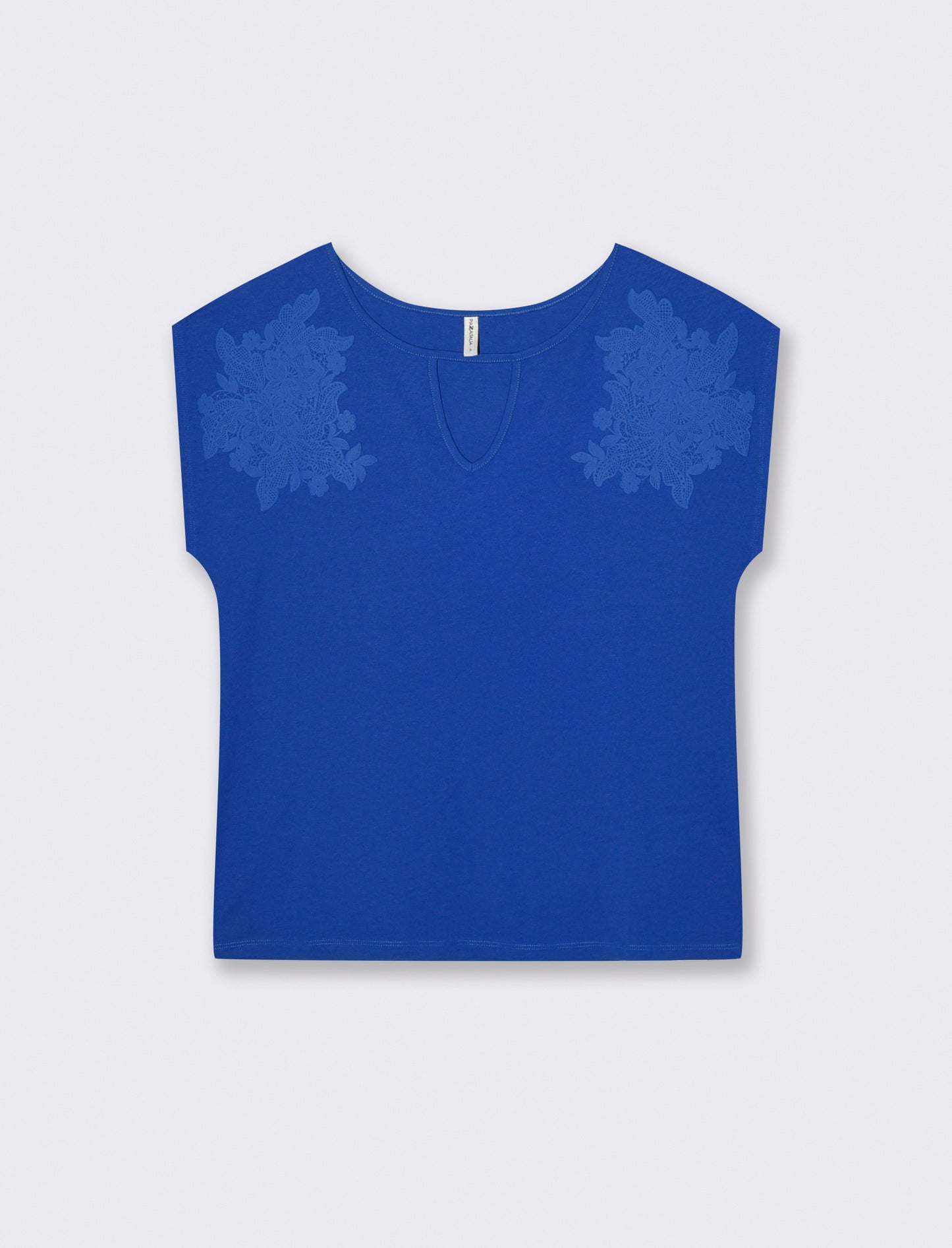 T-Shirt Manica Corta con Apertura al Collo - Blu royal