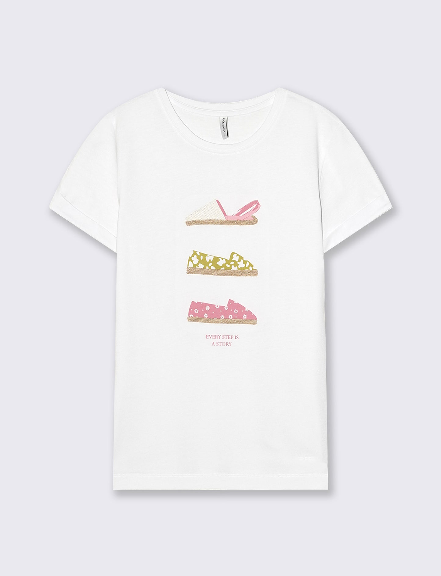 T-Shirt Manica Corta con Stampa - Bianco