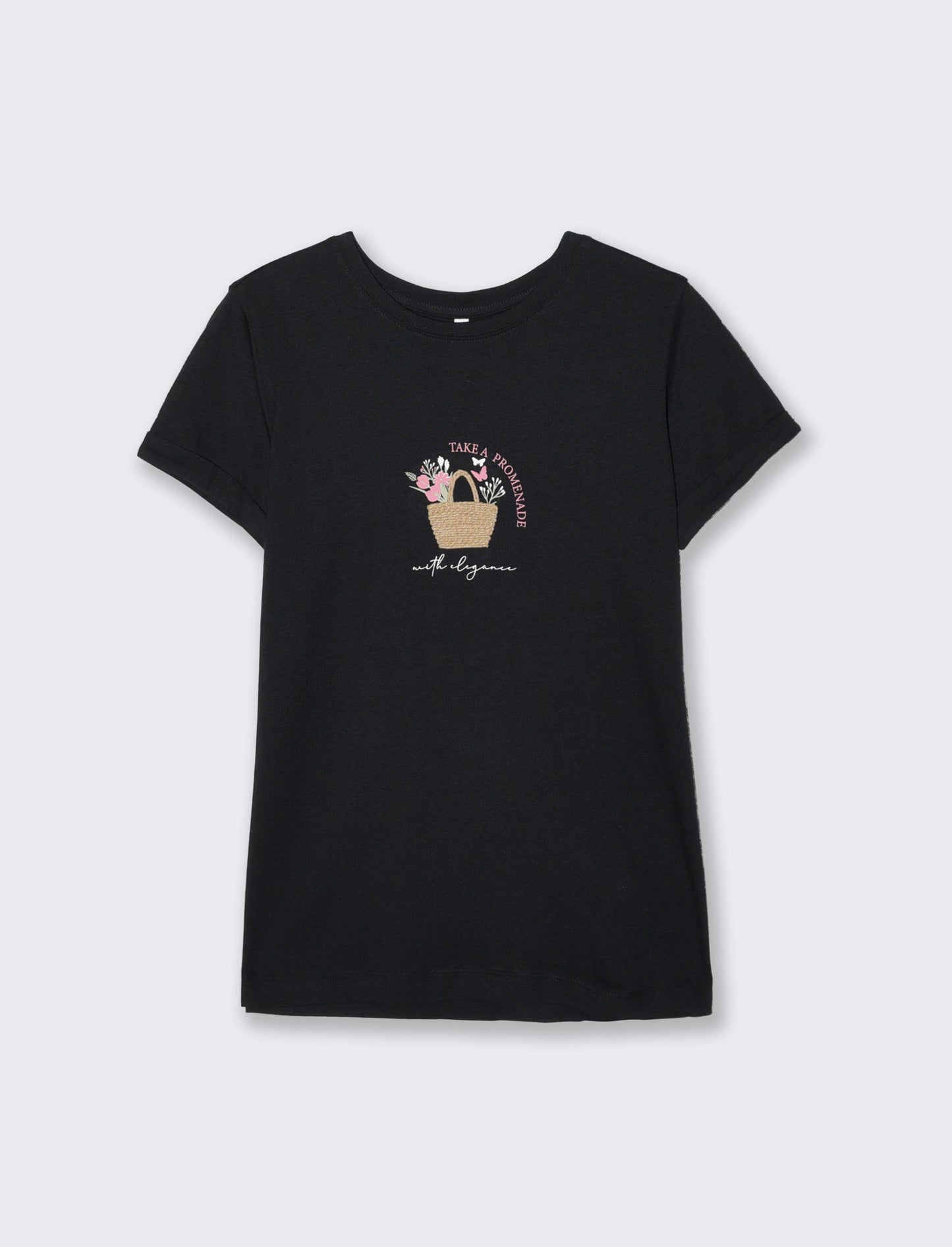 T-Shirt Manica Corta con Stampa - Nero