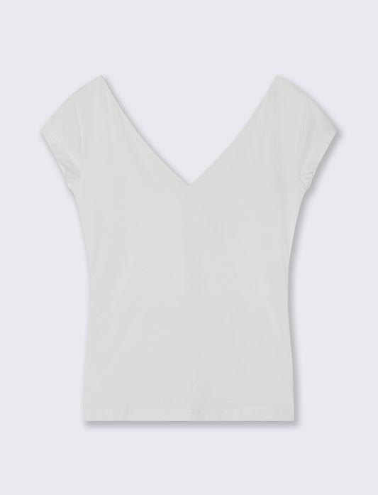 V-Neck Cotton T-Shirt - White
