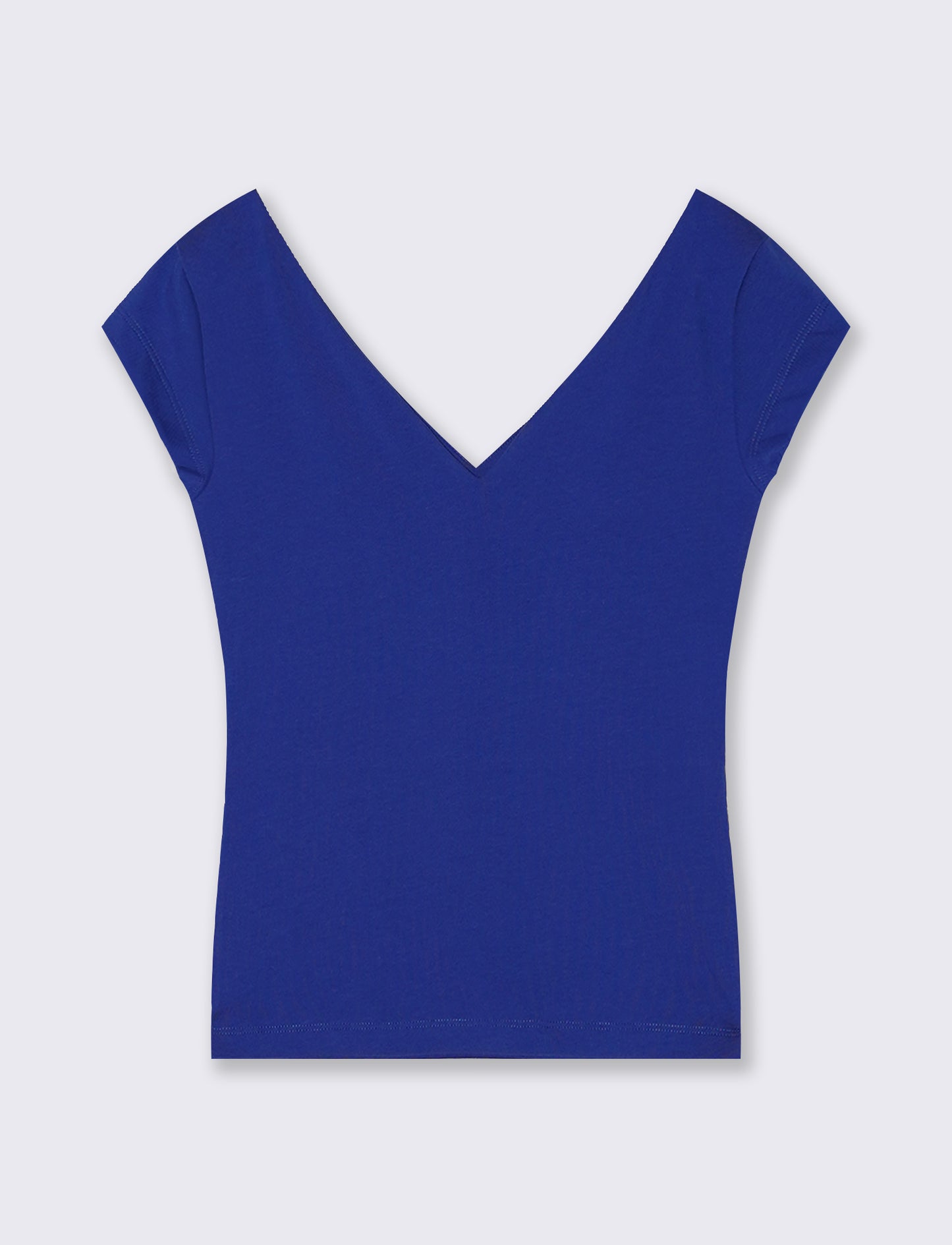 V-Neck Cotton T-Shirt - Blue