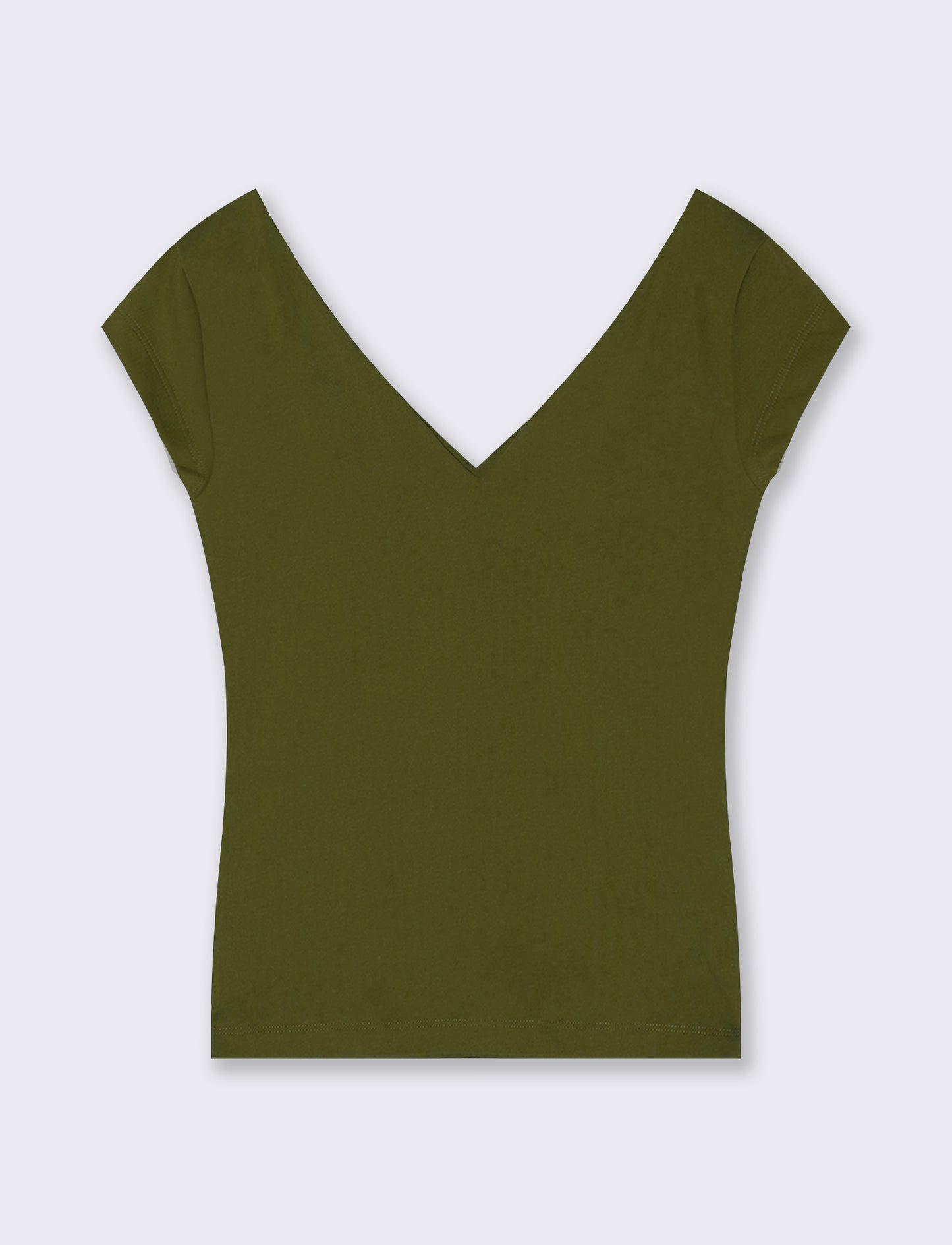 V-Neck Cotton T-Shirt - Green