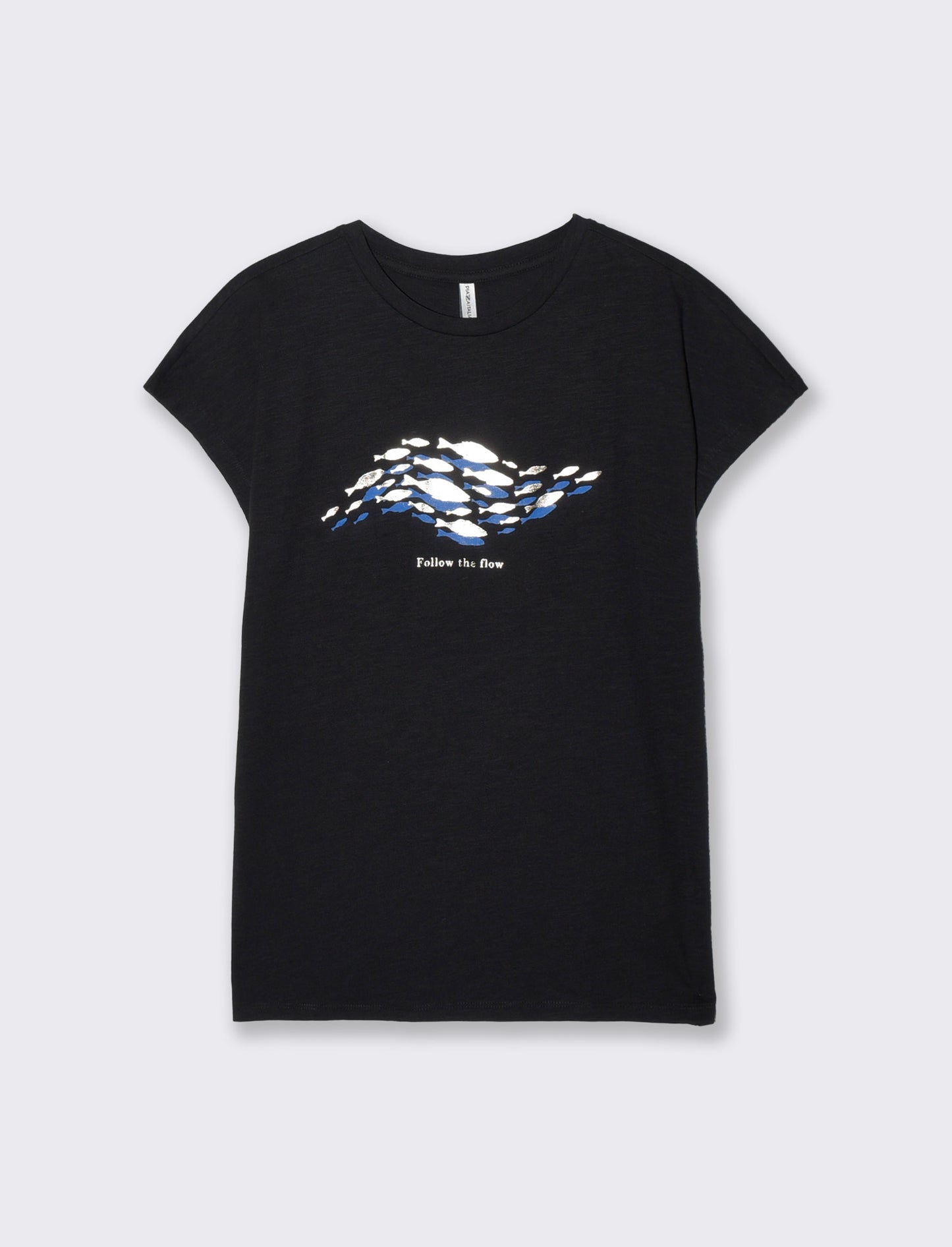 T-shirt manica corta con stampa - Nero