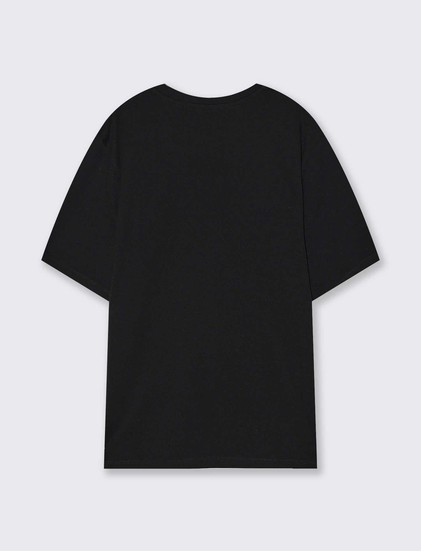 T-Shirt with Applied Flower - Black