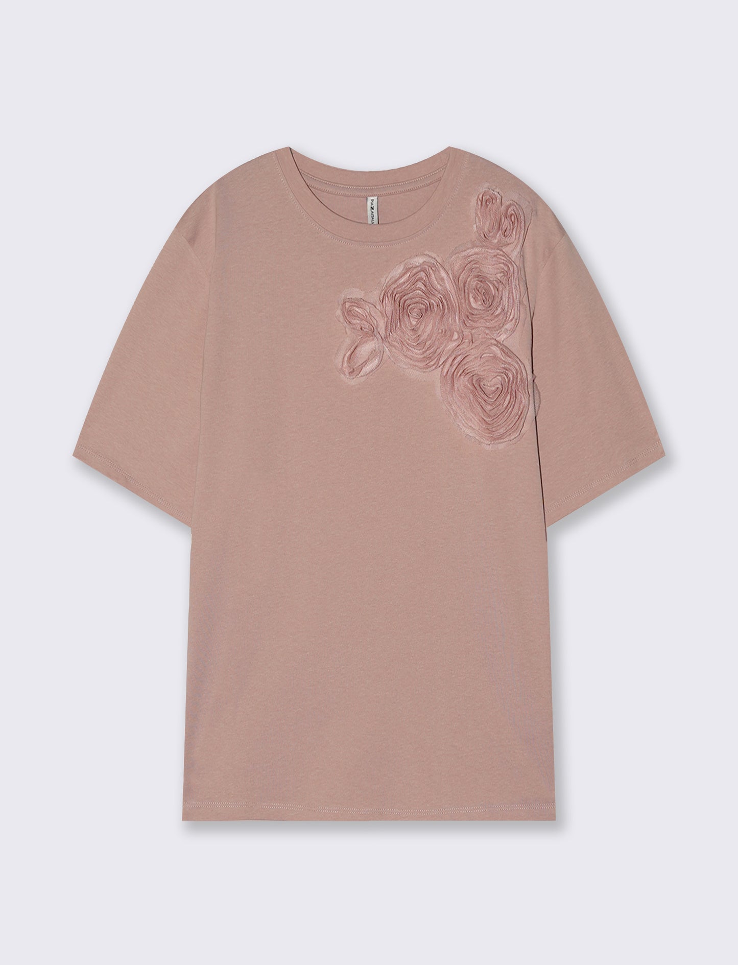 T-Shirt with Applied Flower - Pink
