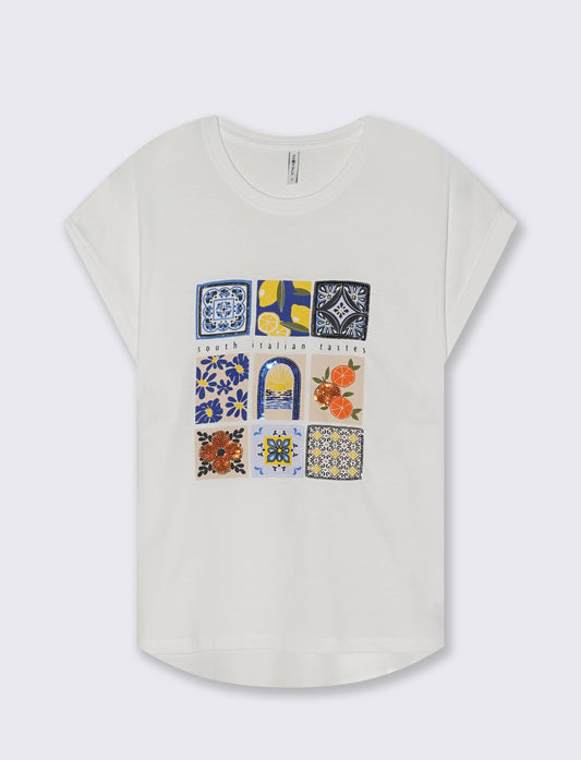 T-shirt in cotone con stampa frontale - var 1