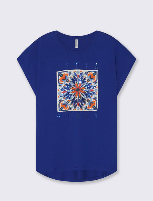 T-shirt in cotone con stampa frontale - var 3