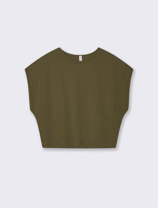 T-Shirt Basica Manica Corta Crop - Kaky 1