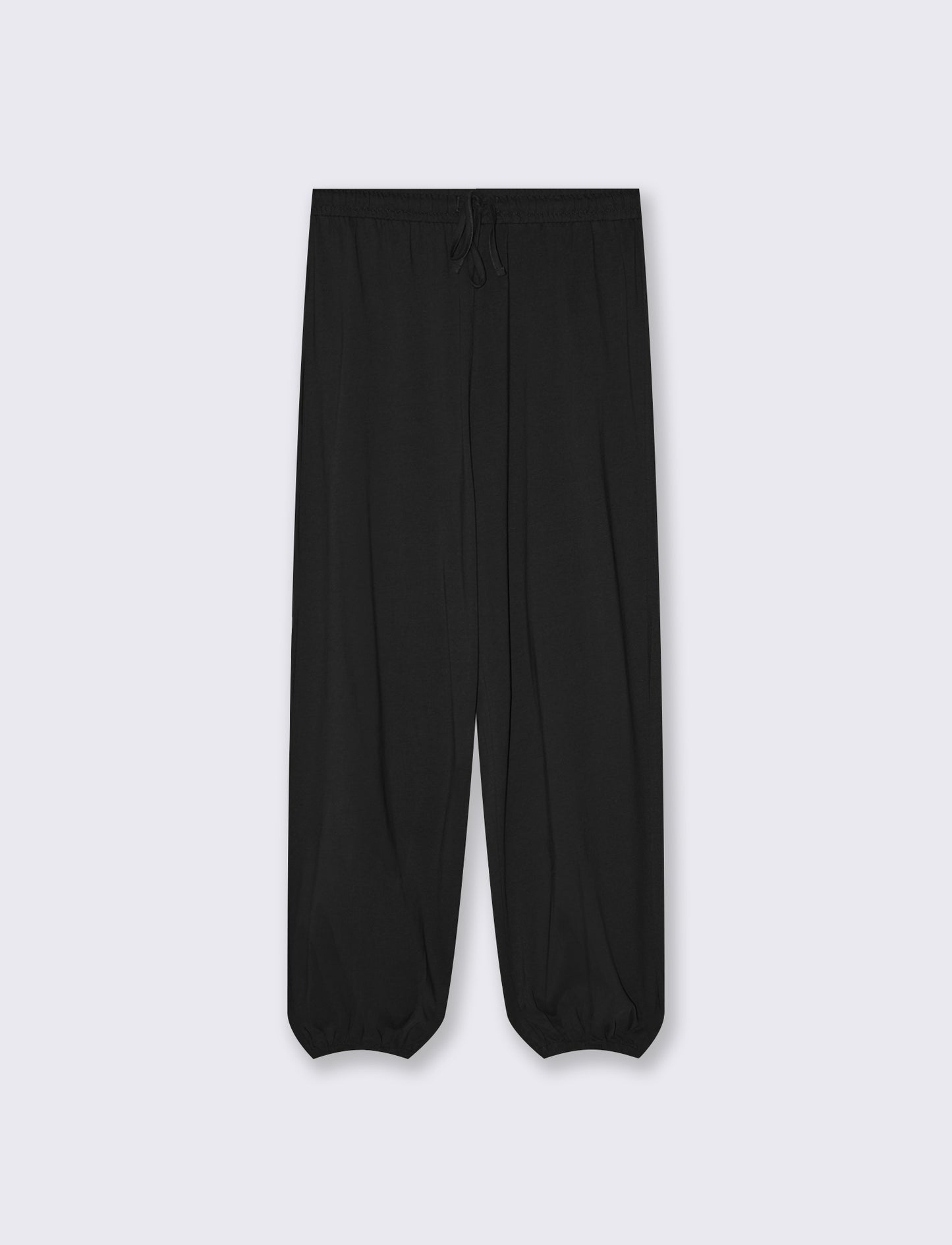 Pantalone in cotone con elastico in vita - Nero