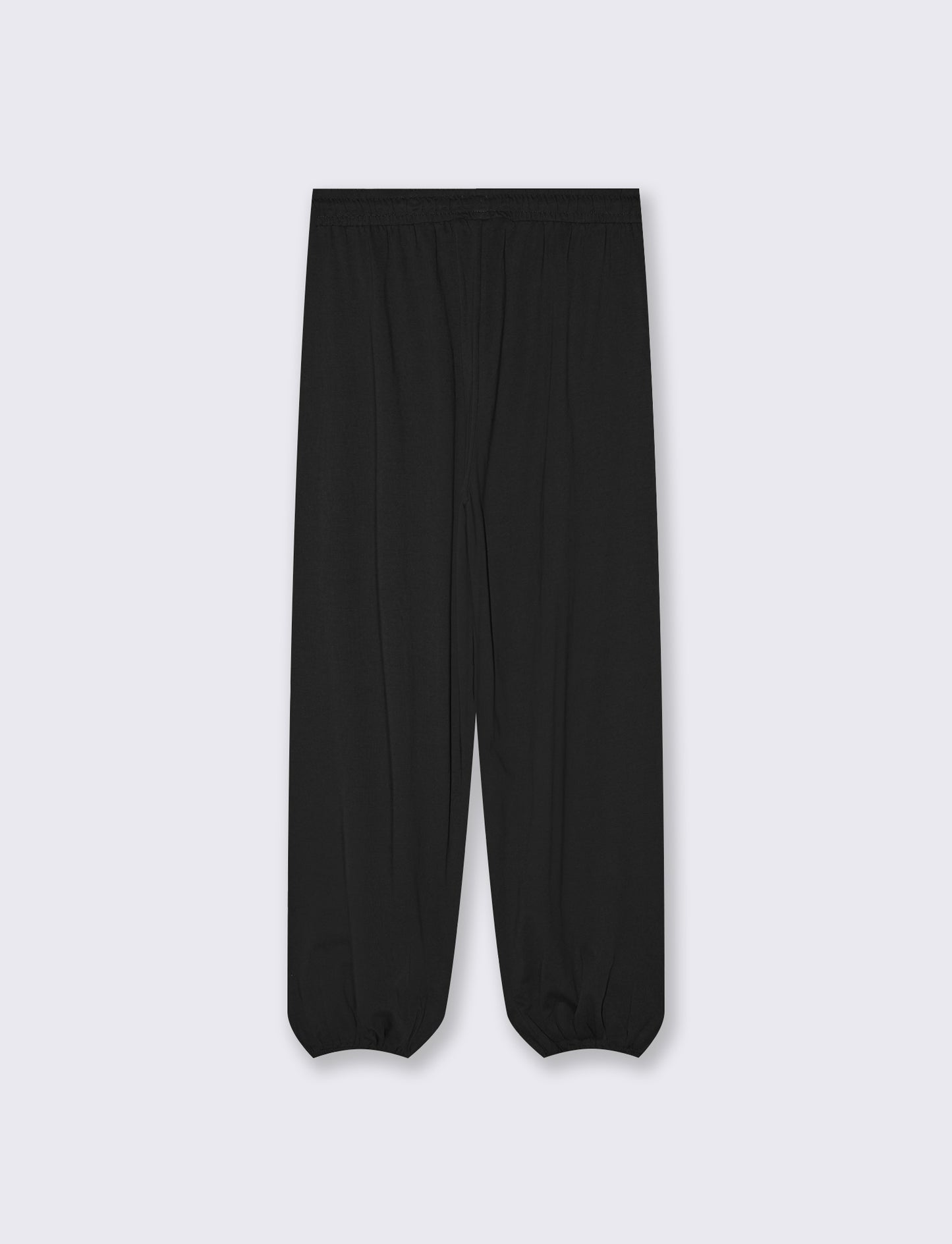 Pantalone in cotone con elastico in vita - Nero