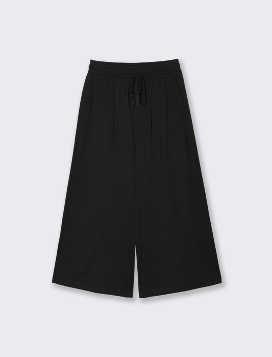 Pantalone Coulotte con Elastico e Coulisse - Nero