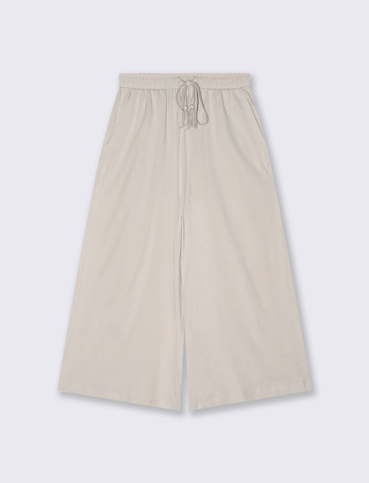 Pantalone Coulotte con Elastico e Coulisse - Sabbia