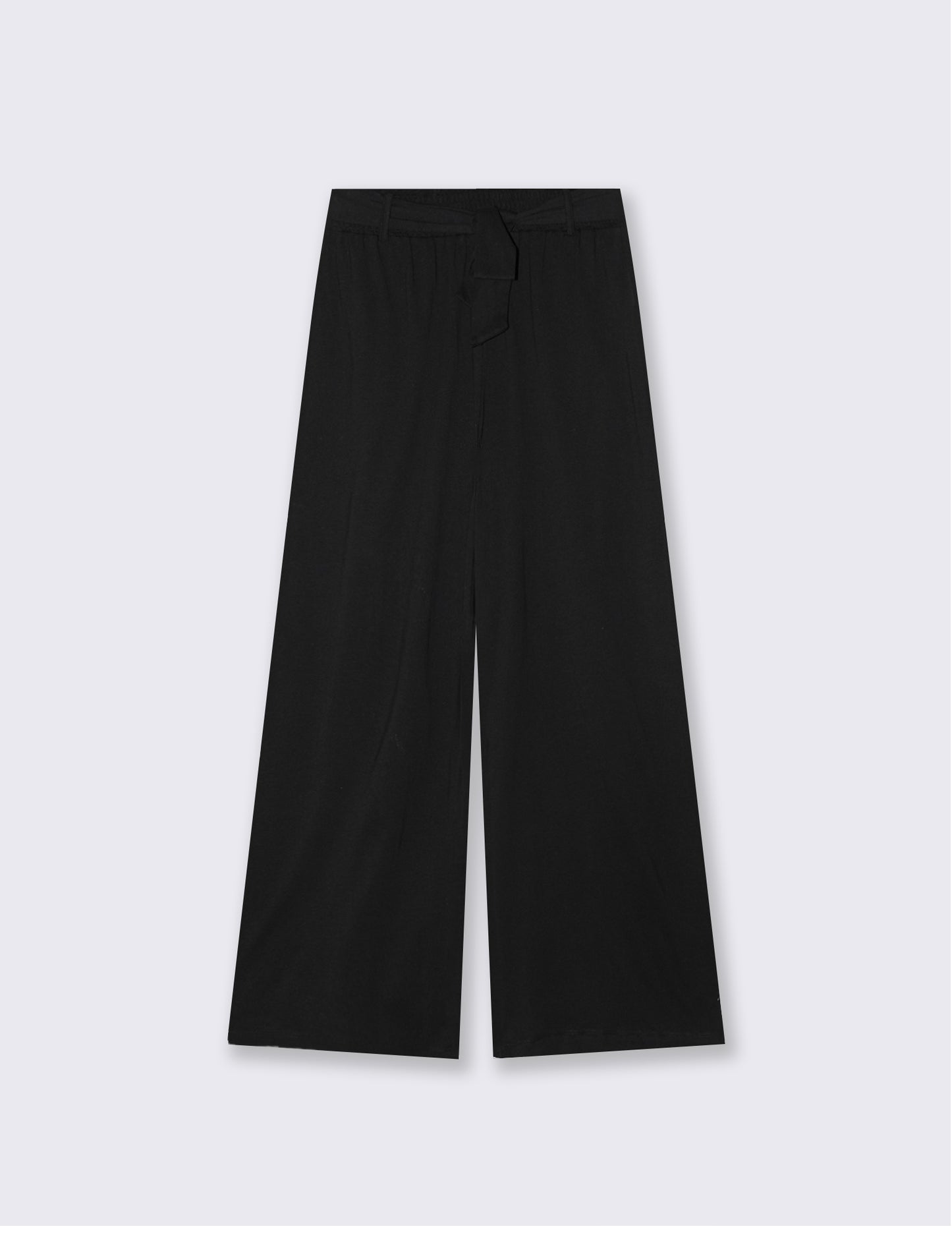 Introducing our stylish women's trousers, designed with a chic tie belt that adds a touch of eleganc - Black