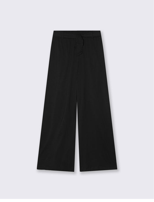 Introducing our stylish women's trousers, designed with a chic tie belt that adds a touch of eleganc - Black