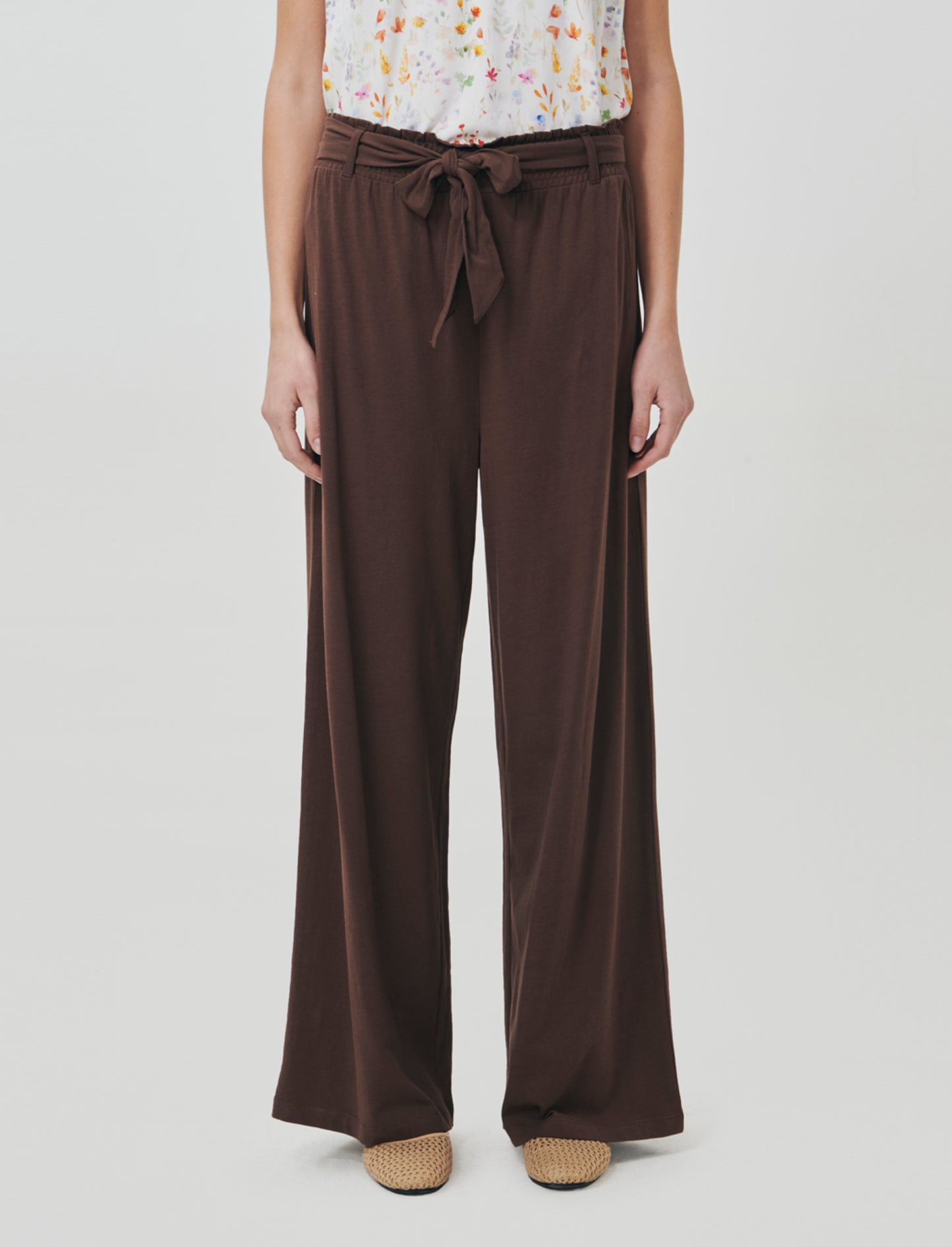 Pantalone con fusciacca e punto smock - Marrone cioccolato
