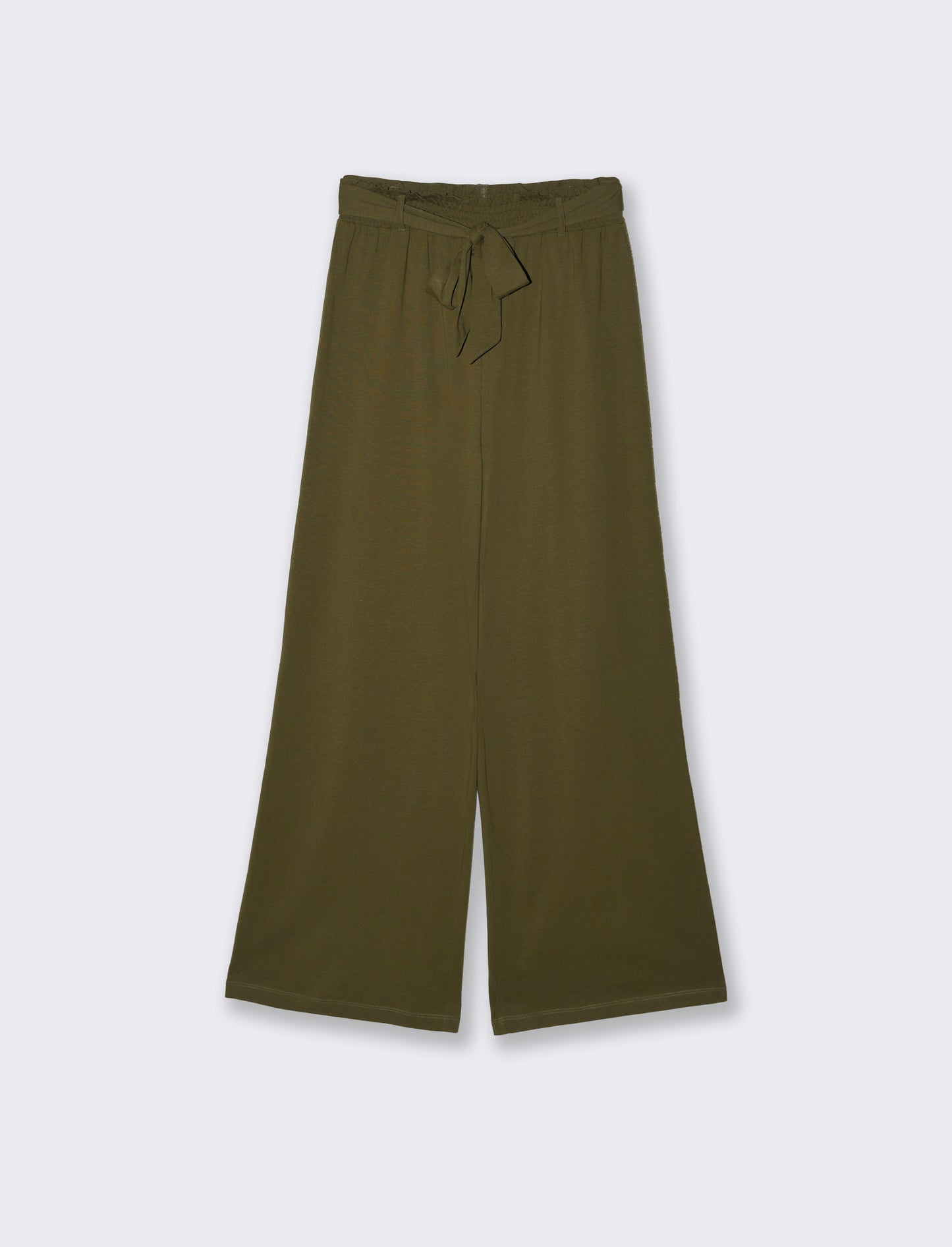 Introducing our stylish women's trousers, designed with a chic tie belt that adds a touch of eleganc - Green