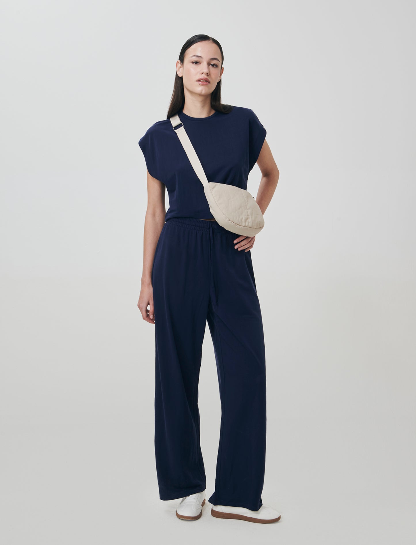 Pantalone Cavallo Basso con Elastico - Blu