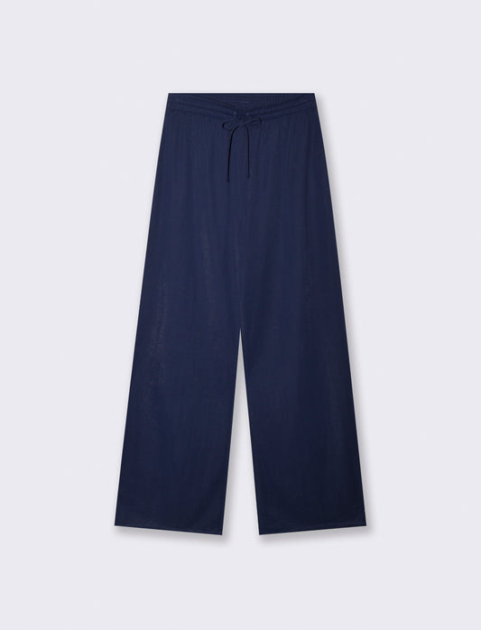 Pantalone Cavallo Basso con Elastico - Blu