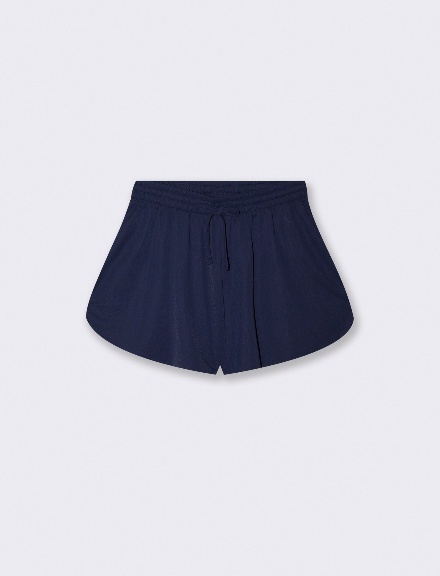 Introducing the perfect blend of comfort and style for women: these short shorts feature a rounded h - Blue