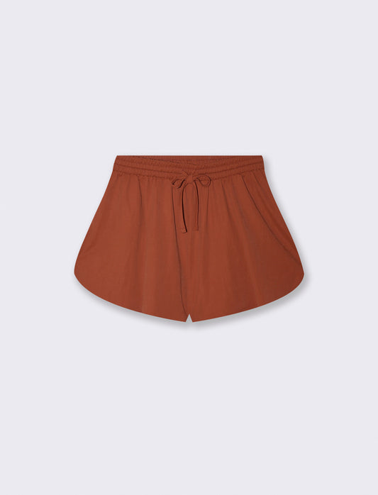Short con fondo arrotondato e coulisse - Cognac