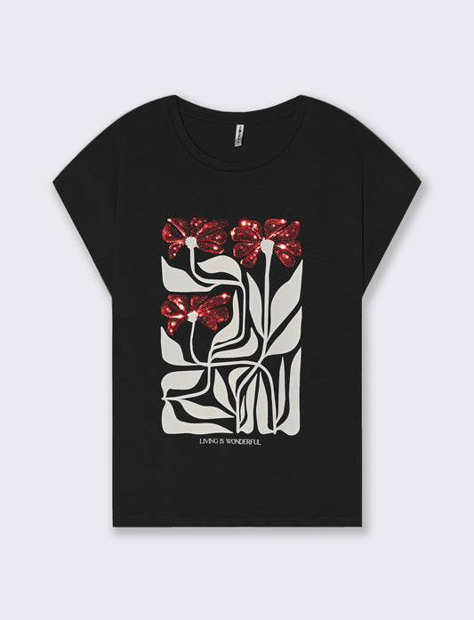 T-Shirt Manica Corta con Stampa Frontale - var 2