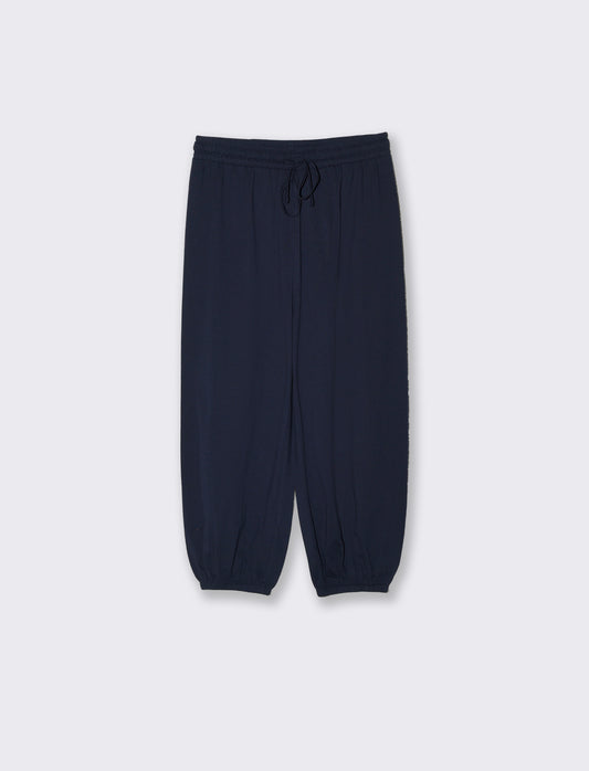 Pinocchietto in cotone con elastico vita - Blu