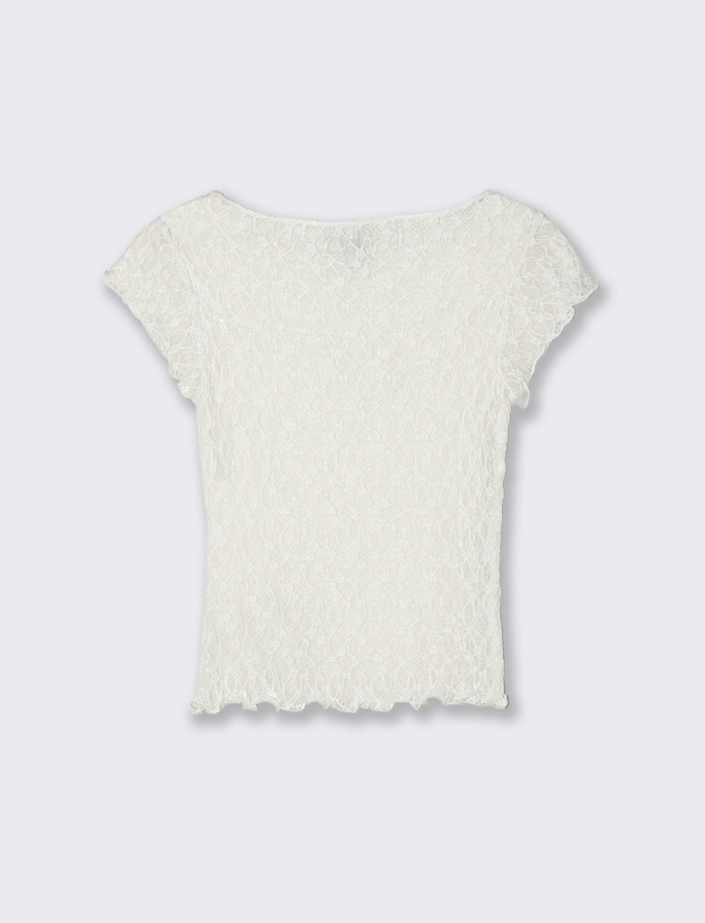 T-shirt in pizzo con scollo a barca - Avorio