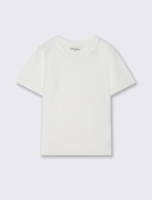 T-shirt piquet girocollo mezza manica - Bianco