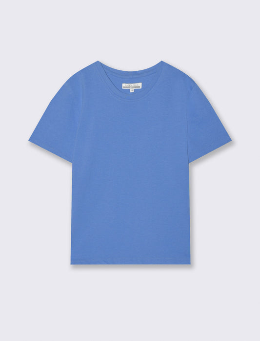T-shirt piquet girocollo mezza manica - Blu oceano
