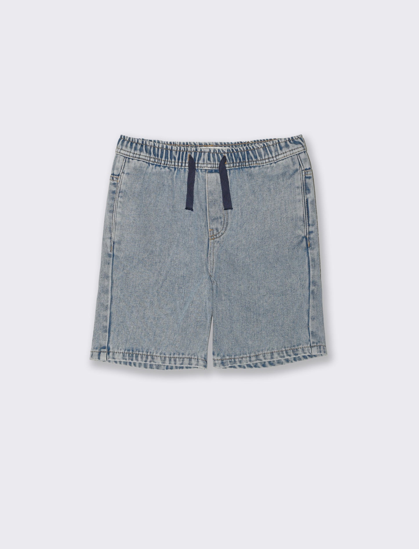 Bermuda in denim con coulisse e lacci - Denim chiaro