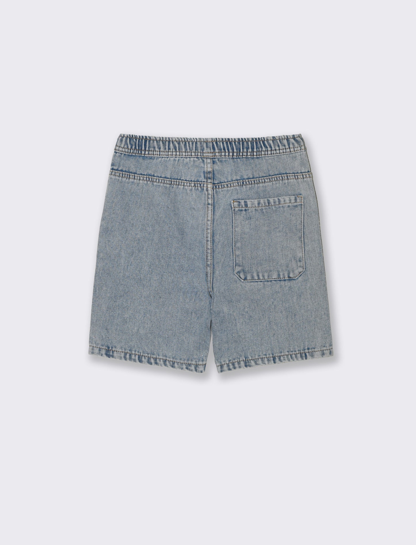 Bermuda in denim con coulisse e lacci - Denim chiaro