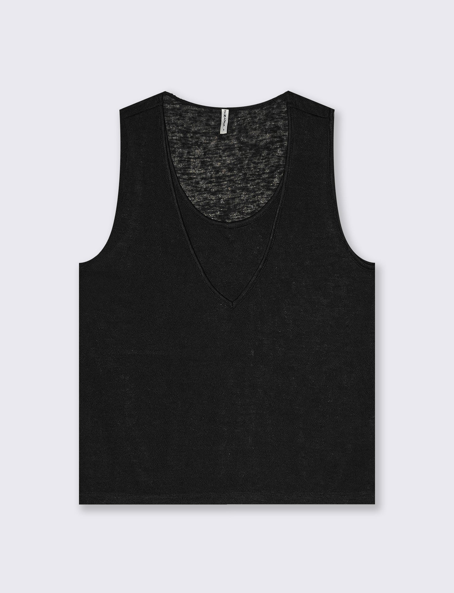 Top Scollo a V con Inserto Svasato - Nero