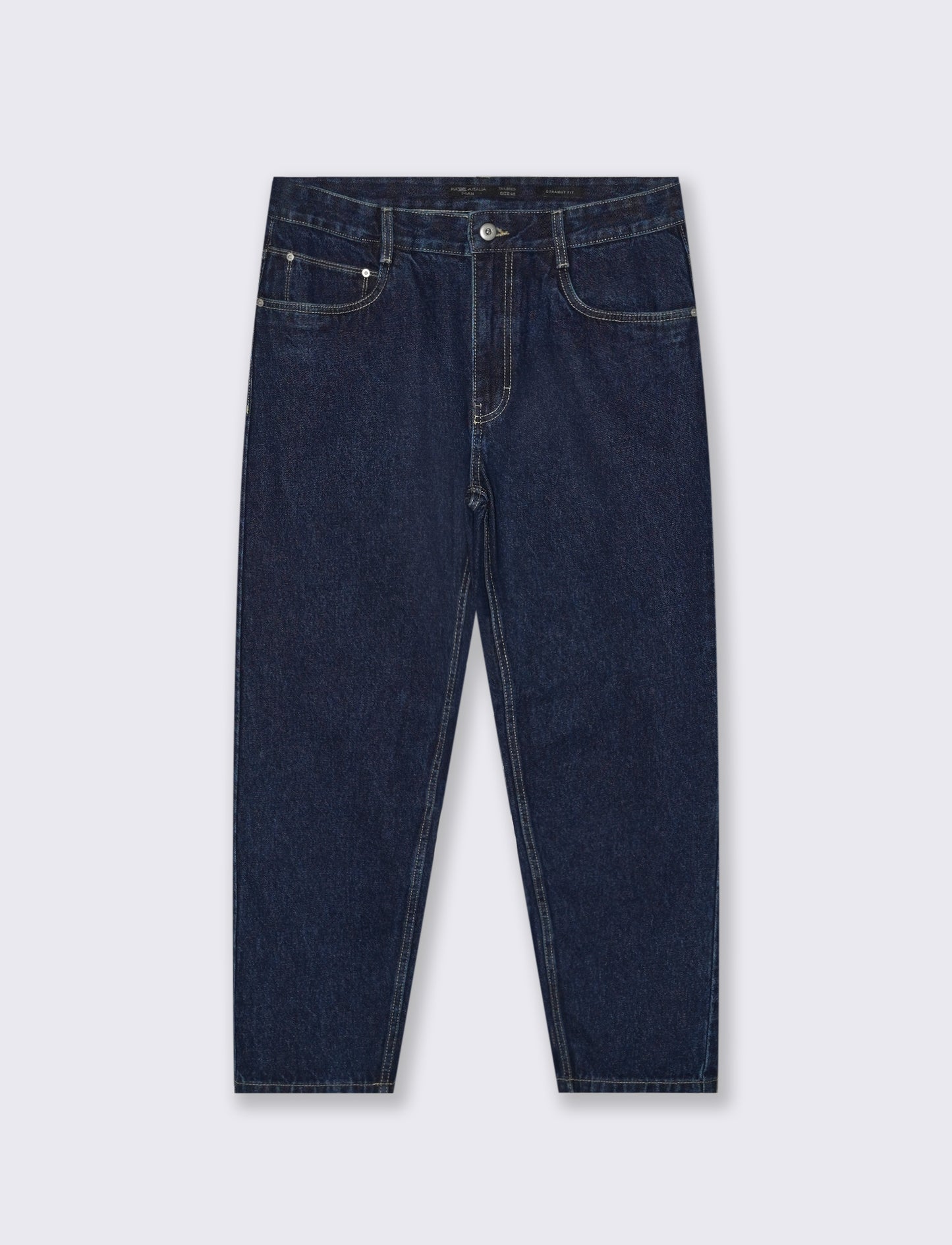 Dark blue straight fit distressed jeans - Blue
