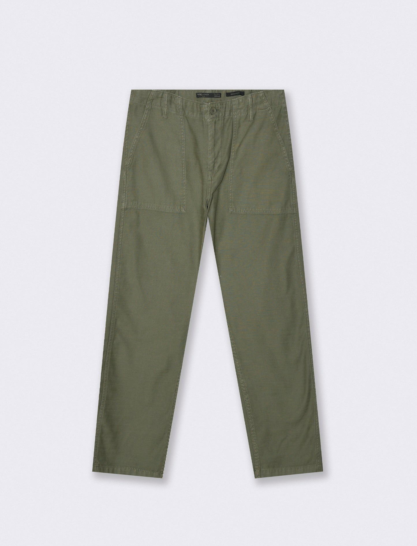 Regular fit twill slub trousers with pockets - Green