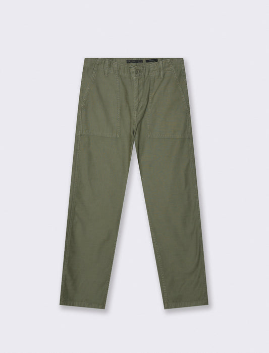 Pantalone twill slub regular fit con tasche - Verde militare