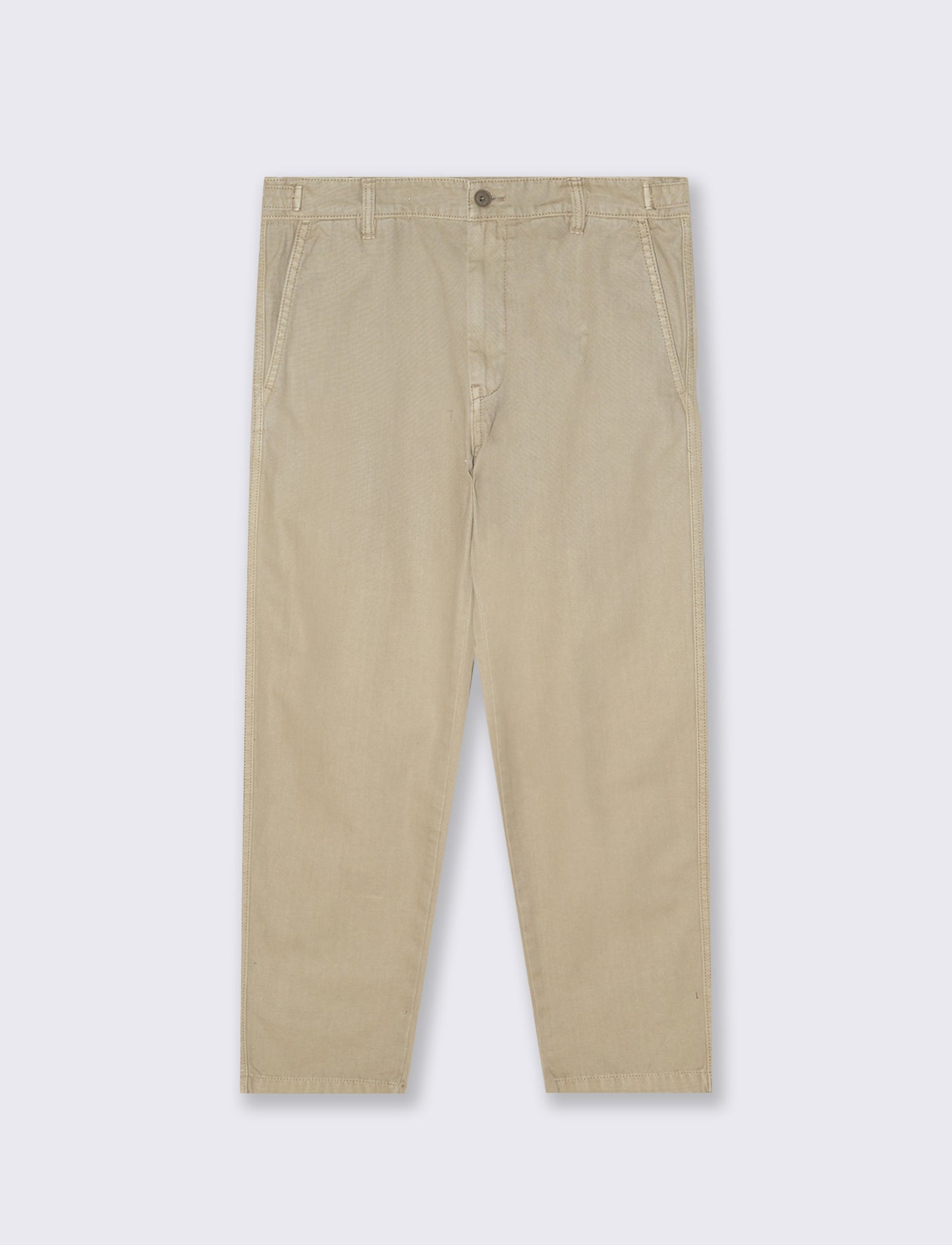 Pantalone Canvas Straight Fit Effetto Slavato - Beige