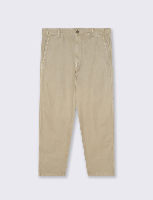 Pantalone Canvas Straight Fit Effetto Slavato - Beige