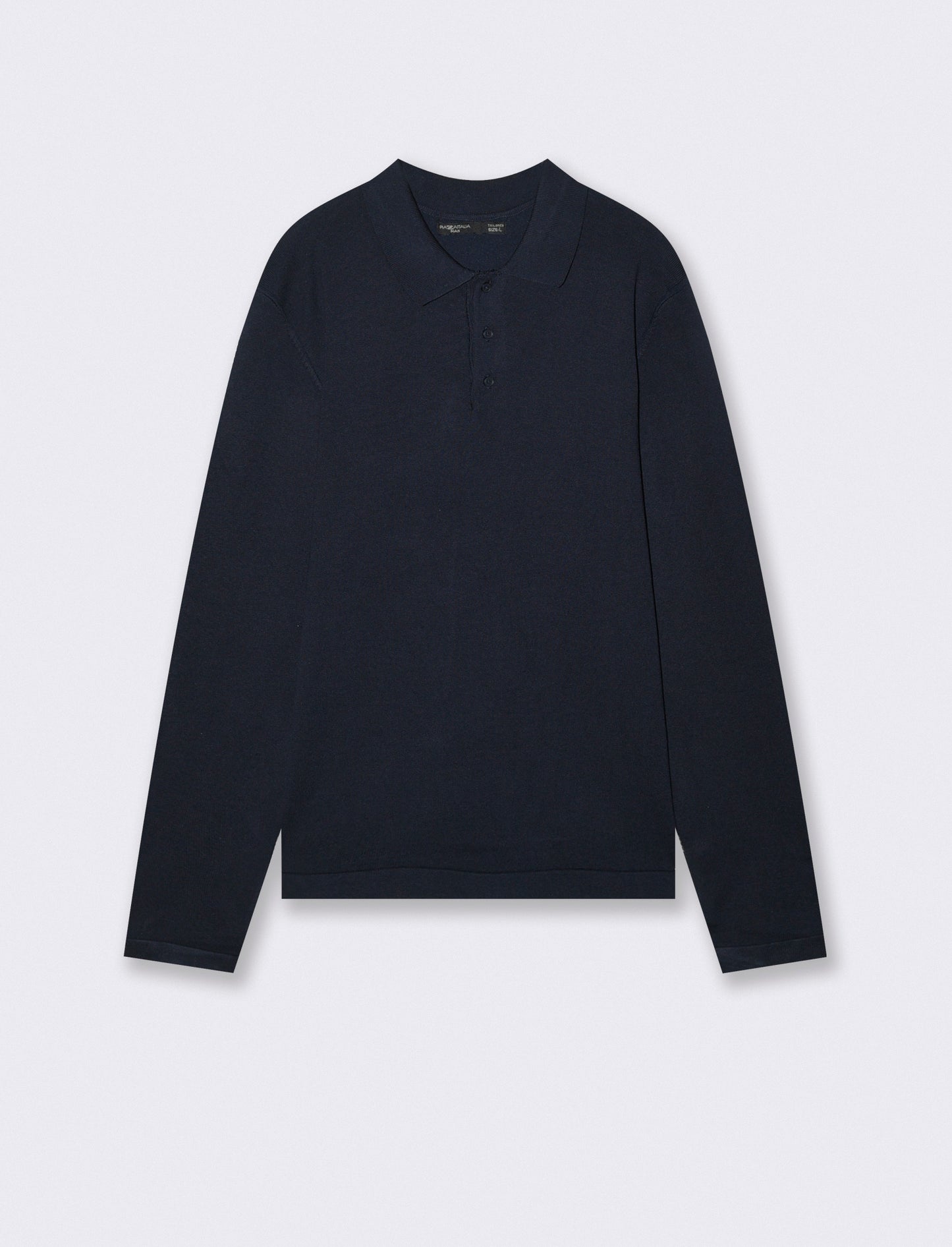 Maglia Polo con Colletto e Maniche Lunghe - Blu