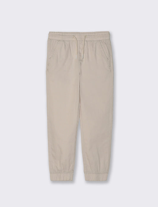 Comfortable Cotton Jogger Pants - Beige